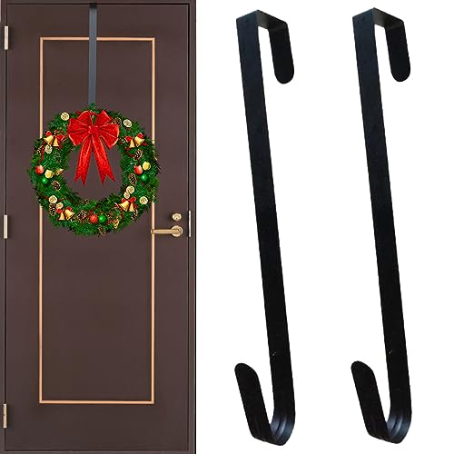 HONGECB 2 Stück Weihnachtskranz Türhänger, Kranz Haken, Metall Kranz Haken, Kranz Aufhänger, Türkranz Kleiderbügel Dient Zum Aufhängen Von Innen- Und Außendekorationen, 31cm, Schwarz von HONGECB