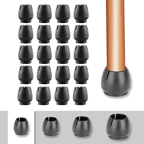 HONGECB Stuhlbeinkappen, Silikon Stuhlbeinkappen Rund, Gummi Tisch Stuhl Beinkappen Schutzkappen Geruchsneutral Stuhlbeinkappen, für 12-16MM Runde Beine 20pcs, Schwarz von HONGECB