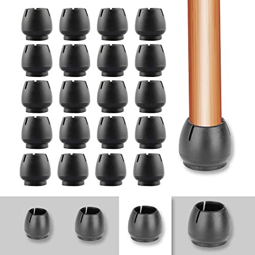 HONGECB Stuhlbeinkappen, Silikon Stuhlbeinkappen Rund, Gummi Tisch Stuhl Beinkappen Schutzkappen Geruchsneutral Stuhlbeinkappen, für 25-29MM Runde Beine 20pcs, Schwarz von HONGECB