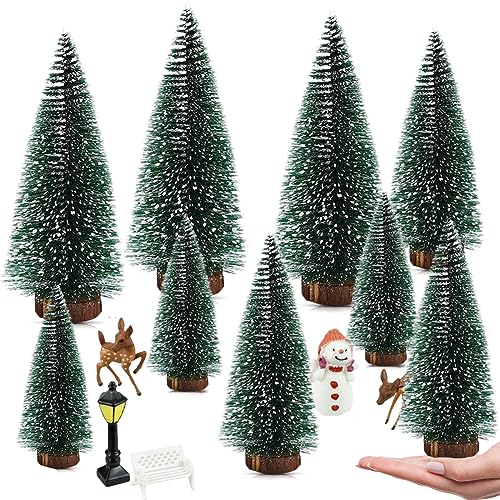 Tisch Tannenbaum Klein Miniatur,Mini Weihnachtsbaum, Mini Christbaum Tree, Weihnachtsbaum Schnee Klein, Für Weihnachtsdeko, Tischdeko, Schaufenster, Weihnachten Neujahr Party,10/15 /20 cm, 9 Stück von HONGECB