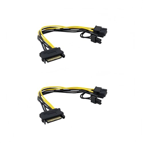 HONGLINSONG 2 Stück SATA auf 8 Pin PCIe GPU Stromkabel, 15 Pin SATA auf 6 + 2 Pin PCI Express Grafikkarten-Netzadapter, 20 cm Reverse Power Splitter Kabel für Grafikkarte & GPU Netzteil (schwarz) von HONGLINSONG