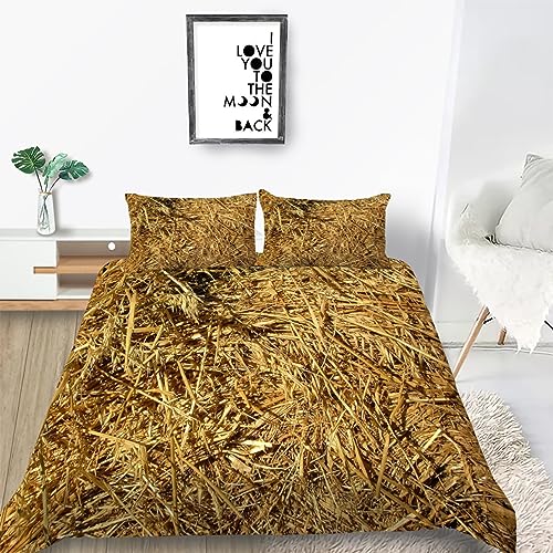 Bettwäsche 155x220 Gelbes Stroh Muster Bettwäsche Set Bequem Atmungsaktiv Hypoallergen bettbezug + 2 Kissenbezug 80x80 cm,Bettwäsche Sets für Einzelbett Jungen Mädchen Kinder von HONGNIU