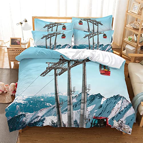 HONGNIU Bettwäsche Set Seilbahn Bettbezug 220x240 cm weich bequem atmungsaktiv Hypoallergen Mikrofaser Bettbezüge Und 2 Kissenbezug,Geeignet für Adults and Children von HONGNIU