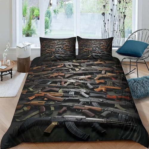 BettwäSche 135x200 Feuerarme Bettbezug Luxuriös Flauschig mit ReißVerschluss Waffen BettwäSche-Sets 2 Teilig Set Weiche Atmungsaktiv Mikrofaser BettbezüGe und 2 Kissenbezug BettwäSche 135x200 Feuerarme Bettbezug Luxuriös Flauschig mit ReißVerschluss Waffen BettwäSche-Sets 2 Teilig Set Weiche Atmungsaktiv Mikrofaser BettbezüGe und 2 Kissenbezug von HONGS