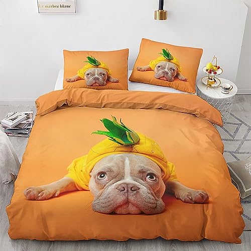 BettwäSche 135x200 Orangefarbene FranzöSische Bulldogge BettwäSche-Sets Microfaser Flauschig BettzeugWelpe Muster Bettbezug füR MäDchen Jungen und Kissenbezug 80x80 mit ReißVerschluss BettwäSche 135x200 Orangefarbene FranzöSische Bulldogge BettwäSche-Sets Microfaser Flauschig BettzeugWelpe Muster Bettbezug füR MäDchen Jungen und Kissenbezug 80x80 mit ReißVerschluss von HONGS