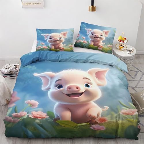 BettwäSche 135x200 Schwein Dunkelblau Bettbezug Flauschig PlüSch mit ReißVerschluss Tier BettwäSche-Sets 2 Teilig Set Weiche Atmungsaktiv Mikrofaser BettbezüGe und 2 Kissenbezug BettwäSche 135x200 Schwein Dunkelblau Bettbezug Flauschig PlüSch mit ReißVerschluss Tier BettwäSche-Sets 2 Teilig Set Weiche Atmungsaktiv Mikrofaser BettbezüGe und 2 Kissenbezug von HONGS