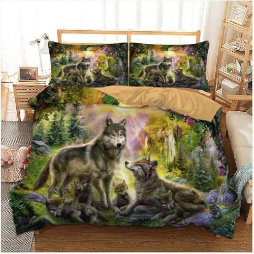 BettwäSche 135x200 Wolf BettwäSche-Sets Microfaser Flauschig Bettzeug Tier Muster Bettbezug füR MäDchen Jungen und Kissenbezug 80x80 mit ReißVerschluss BettwäSche 135x200 Wolf BettwäSche-Sets Microfaser Flauschig Bettzeug Tier Muster Bettbezug füR MäDchen Jungen und Kissenbezug 80x80 mit ReißVerschluss von HONGS