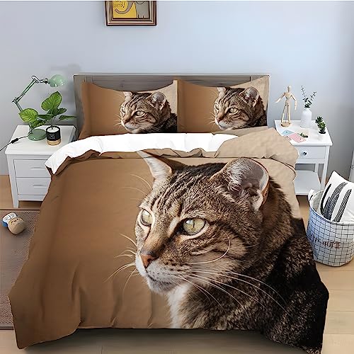 BettwäSche 150x200 Braun Getigerte Katze Bettbezug Flauschig PlüSch mit ReißVerschluss Tier BettwäSche-Sets 2 Teilig Set Weiche Atmungsaktiv Mikrofaser BettbezüGe und 2 Kissenbezug BettwäSche 150x200 Braun Getigerte Katze Bettbezug Flauschig PlüSch mit ReißVerschluss Tier BettwäSche-Sets 2 Teilig Set Weiche Atmungsaktiv Mikrofaser BettbezüGe und 2 Kissenbezug von HONGS
