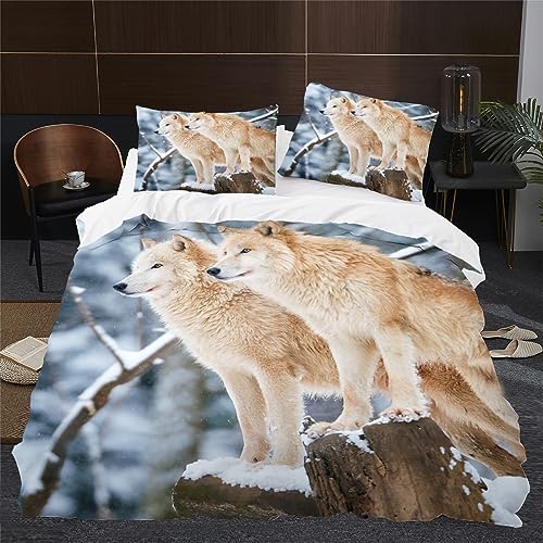 BettwäSche 150x200 Grauer Wolf Bettbezug Flauschig PlüSch mit ReißVerschluss Tier BettwäSche-Sets 2 Teilig Set Weiche Atmungsaktiv Mikrofaser BettbezüGe und 2 Kissenbezug BettwäSche 150x200 Grauer Wolf Bettbezug Flauschig PlüSch mit ReißVerschluss Tier BettwäSche-Sets 2 Teilig Set Weiche Atmungsaktiv Mikrofaser BettbezüGe und 2 Kissenbezug von HONGS