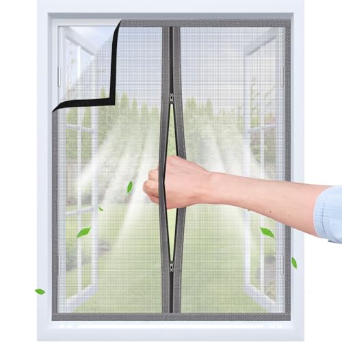 Fliegengitter Fenster Mit halbtransparentem Klettband & Zipper | Individuelle Größen und Farben | Selbstklebender Insektenschutz für Dachfenster | Robust & Atmungsaktiv Moskitonetz von HONGTAISHENG