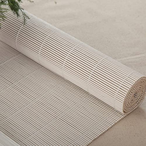 Bambusrollo 50% Lichtfilter-Rollo,Sonnenschutz Und Sichtschutz Rollo,Raffrollo Natur Jalousine Bambusrollo,Seitenzugrollo Anti-UV, Für Terrasse/Garten/Fenster,Weiß (WxH:140x220cm/55x87in) von HONGTUWY