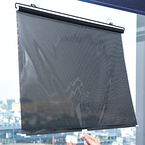 HONGTUWY Saugnapfes Rollo,Verdunklungsrollo ohne Bohren,Sichtschutz und Sonnenschutz Thermorollo,Auto Sonnenblende,Einziehbarer Sonnenschutz,Für Autofenster,Schlafzimmer, Büro (68x125cm/26.8x49.2in) von HONGTUWY