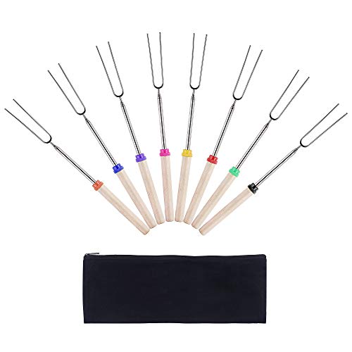 Grillspieße Marshmallow Bräter Sticks Teleskopischer Edelstahl Barbecue Gabel mit Holzgriff für Bratwurst Würstchen Hot Dog Marshmallows Lagerfeuer Barbecue 8 Stücke Grillspieße Marshmallow Bräter Sticks Teleskopischer Edelstahl Barbecue Gabel mit Holzgriff für Bratwurst Würstchen Hot Dog Marshmallows Lagerfeuer Barbecue 8 Stücke von HONGXIN-SHOP