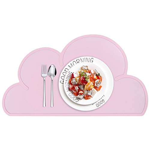 HONGXIN-SHOP Platzdeckchen rutschfeste Silikon Kinder Platzset Wolken-Form Tischset Abwaschbar rutschfeste Tragbar Tischunterlage Tisch für Baby Kinder, Rosa von HONGXIN-SHOP