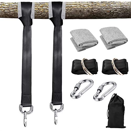 HONGXIN-SHOP Schaukel Befestigung 150cm Hängematte Befestigung Schaukel Aufhängung Gurt Set mit 2 Baumschutz Polster und 2 Schwerlast D-Ringen für Garten Camping Reisen Beach Yard Hält 500kg von HONGXIN-SHOP