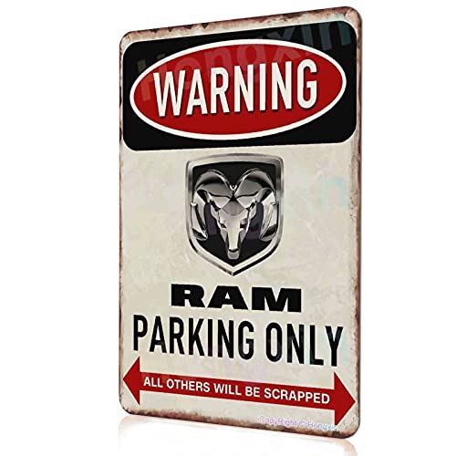 HONGXIN Warning Ram Parking Only Blechschild Dekoschild Retro Poster Metall Plakat Vintage Türschilder Deko Schild Blech Kunst Schilder Hof Bar Cafe Geschenk 20X30cm von HONGXIN