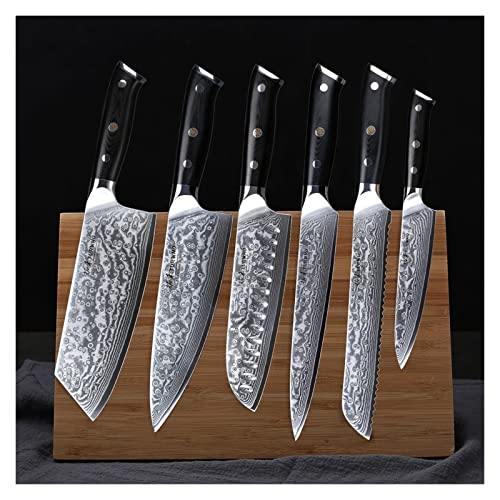 6 PCs Küchenmesser setzt hohes Carbon Japanisch VG10 Damaskus Steel Chef Santoku Cleaver Bread Utility Messer G10 Griff von HONGYAN