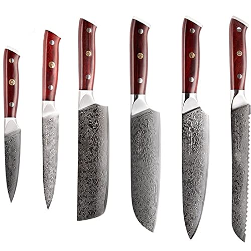 HONGYAN 6PCS Küchenmesser Aller Arten von 67 Schichten Damaskus-Stahl-Messer-Set Brot Utility Schälmesser Nakiri Chif Santoku-Messer von HONGYAN