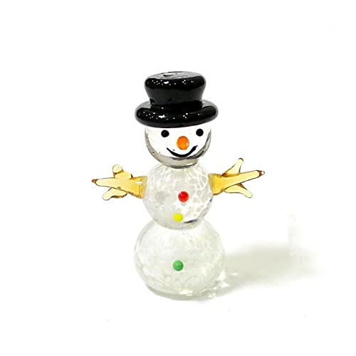 Niedliche Murano-Glas-Schneemann-Miniaturfiguren basteln Ornamente Festival-Weihnachts-Neujahrs-Geschenke for Kinder-Heimdekor-Kollektion ( Color : A/Black , Size : HIGH About 5.2CM ) von HONGYAN