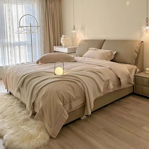HONGYISHI Beige Modernes Bettgestell in voller Größe, ergonomisches gepolstertes Kopfteil, Holzlatten unterstützen geräuschfrei HONGYISHI Beige Modernes Bettgestell in voller Größe, ergonomisches gepolstertes Kopfteil, Holzlatten unterstützen geräuschfrei von HONGYISHI