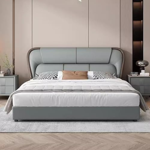 HONGYISHI Blue Modern Simplicity Bettrahmen in voller Größe, gepolstertes Plattformbett, Holzlatten unterstützen geräuschfrei von HONGYISHI