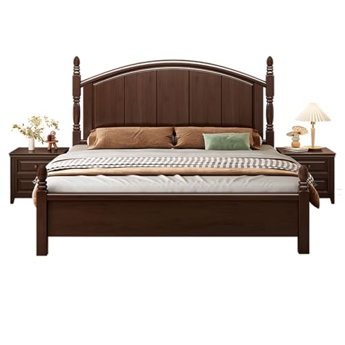 HONGYISHI Country Style Queen-Size-Plattformbett, ergonomisch gepolstertes Kopfteil, Holzlatten unterstützen geräuschfrei von HONGYISHI