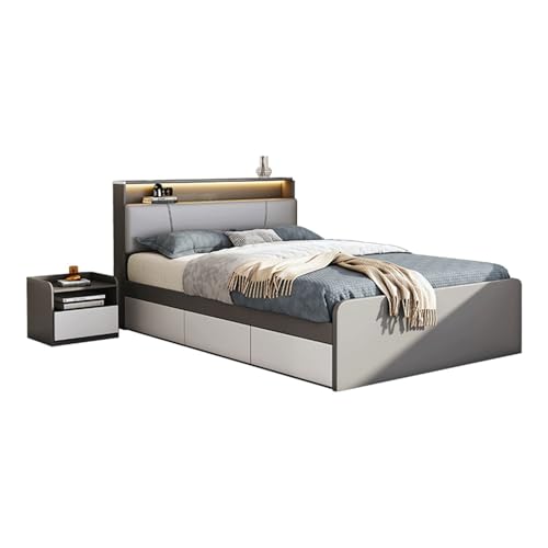 HONGYISHI Graues, modernes Queen-Size-Plattformbett, ergonomisch gepolstertes Kopfteil, Holzlattenstütze, mit Kopfteil, geräuschfrei HONGYISHI Graues, modernes Queen-Size-Plattformbett, ergonomisch gepolstertes Kopfteil, Holzlattenstütze, mit Kopfteil, geräuschfrei von HONGYISHI