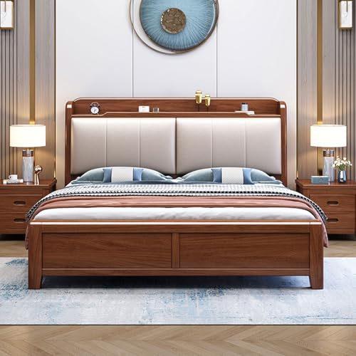 HONGYISHI Holz Vintage Queen Size Plattformbett Leder gepolsterte Plattform Ergonomisch Gepolstertes Kopfteil Geräuschfrei HONGYISHI Holz Vintage Queen Size Plattformbett Leder gepolsterte Plattform Ergonomisch Gepolstertes Kopfteil Geräuschfrei von HONGYISHI