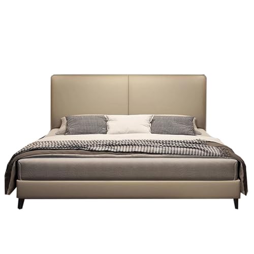 HONGYISHI Modern Simplicity Bettrahmen in voller Größe, Holzlattenstütze, ergonomisches gepolstertes Kopfteil, geräuschfrei von HONGYISHI