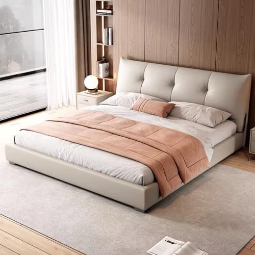 HONGYISHI Modern Simplicity Bettrahmen in voller Größe, ergonomisches gepolstertes Kopfteil Holzlattenstütze mit Kopfteil, geräuschfrei von HONGYISHI
