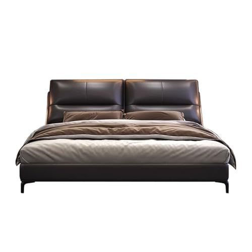 HONGYISHI Modern Simplicity Queen-Bettgestell, volle Größe, Bettgestell, Holzlattenstütze, ergonomisches gepolstertes Kopfteil, geräuschfrei von HONGYISHI