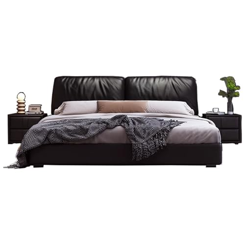 HONGYISHI Modern Simplicity schwarzes Lederbettrahmen in voller Größe, Queensize-Bettgestell, ergonomisches gepolstertes Kopfteil, Holzlattenstütze, geräuschfrei HONGYISHI Modern Simplicity schwarzes Lederbettrahmen in voller Größe, Queensize-Bettgestell, ergonomisches gepolstertes Kopfteil, Holzlattenstütze, geräuschfrei von HONGYISHI