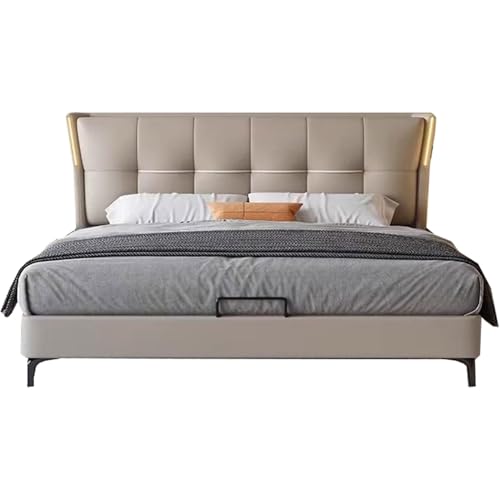 HONGYISHI Modernes Lederbettrahmen in voller Größe, gepolstertes Plattformbett, Holzlattenstütze, ergonomisches gepolstertes Kopfteil, geräuschfrei HONGYISHI Modernes Lederbettrahmen in voller Größe, gepolstertes Plattformbett, Holzlattenstütze, ergonomisches gepolstertes Kopfteil, geräuschfrei von HONGYISHI
