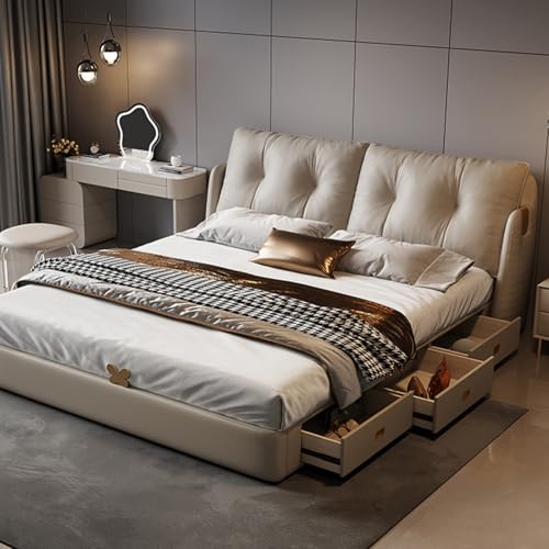 HONGYISHI Modernes graues Queen-Size-Plattformbett, Bettrahmen in voller Größe, ergonomisches gepolstertes Kopfteil mit Kopfteil, geräuschfrei HONGYISHI Modernes graues Queen-Size-Plattformbett, Bettrahmen in voller Größe, ergonomisches gepolstertes Kopfteil mit Kopfteil, geräuschfrei von HONGYISHI