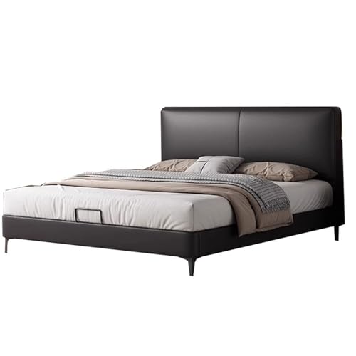 HONGYISHI Schwarz Modern Simplicity Bettrahmen in voller Größe, ergonomisches gepolstertes Kopfteil Holzlatten unterstützen geräuschfrei von HONGYISHI