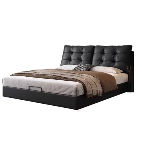 HONGYISHI Schwarzes modernes Bettgestell in voller Größe, Leder, gepolstert, Stauraum, Plattformbett, Holzlattenstütze, mit Kopfteil, geräuschfrei HONGYISHI Schwarzes modernes Bettgestell in voller Größe, Leder, gepolstert, Stauraum, Plattformbett, Holzlattenstütze, mit Kopfteil, geräuschfrei von HONGYISHI