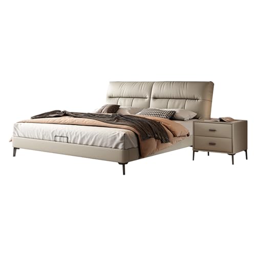 HONGYISHI Simplicity Modernes Bettgestell in voller Größe, Queen-Size-Bett, mit Stauraum, Holzlattenstütze, mit robuster Holzlattenstütze, geräuschfrei von HONGYISHI
