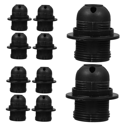 HONITANO 10 Stück Schraubsockel Lampenfassung mit Vollgewinde Stabile Fassung für Tisch Pendelleuchten Schnelle Birnenwechsel Vielseitige Lichtlösung Schwarz Lampenhalter Basis von HONITANO