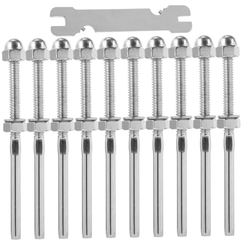 HONITANO 10 Stück Teiliges Edelstahl Kabel Geländer Gewindeterminal Spannsystem Rostfrei Langlebig für Innen Außen Aluminium Pfosten von HONITANO