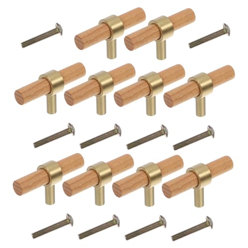 HONITANO 10 Stück Teiliges Schrankgriffe aus Massivholz und Metall Rustikaler Vintage look Robuste Möbelgriffe für Küchenschränke Kleiderschränke Kommoden und Weinregale Einzellochmontage von HONITANO