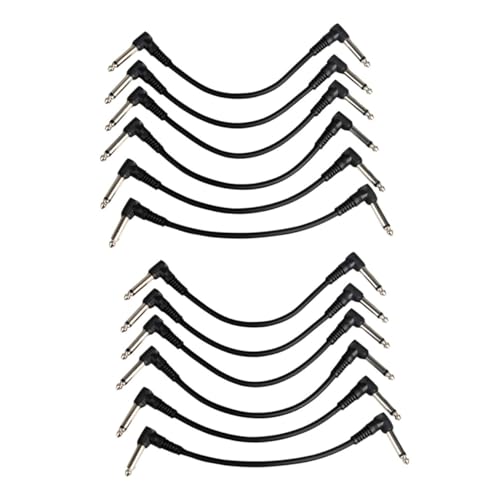HONITANO 12 Stück Effektgerät Anschlusskabel Schwarz Langlebig Robust für Gitarren Bass Audio Pedale Instrumentenzubehör Hochwertiges Patchkabel für Klare Klangübertragung von HONITANO