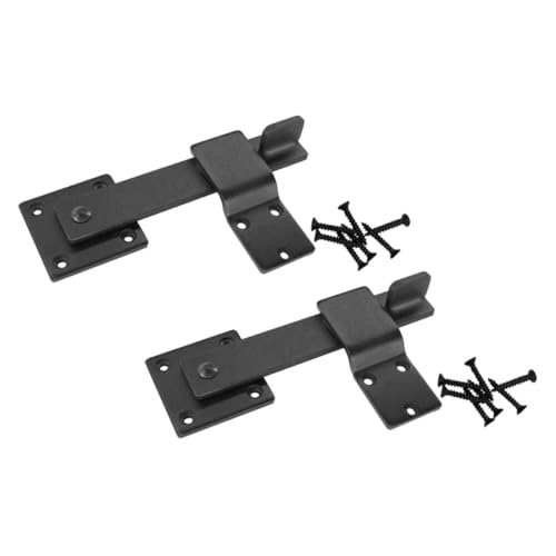 HONITANO 2 Sätze Teiliges Barn Door Latch Schwarzer Türriegel Metallverschluss für Scheunentore und Schiebetüren Vielseitiger Riegel mit Kompletter Montageset für Zäune und Tore von HONITANO