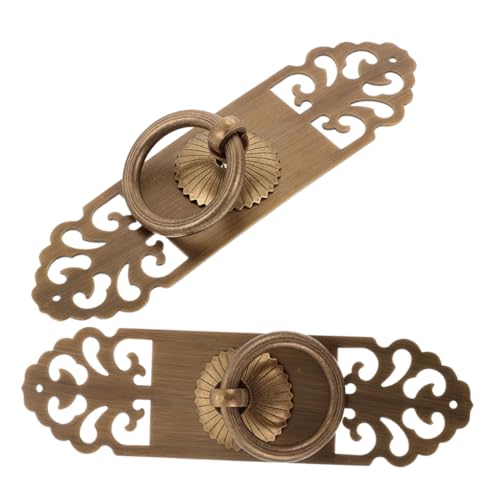 HONITANO 2 Stück Antike Messing Griffe Vintage Schrankgriffe Retro Schubladengriffe Rustikale Küchenschrank Türgriffe mit Schraubbefestigung für Kommode Kleiderschrank DIY Dekor von HONITANO