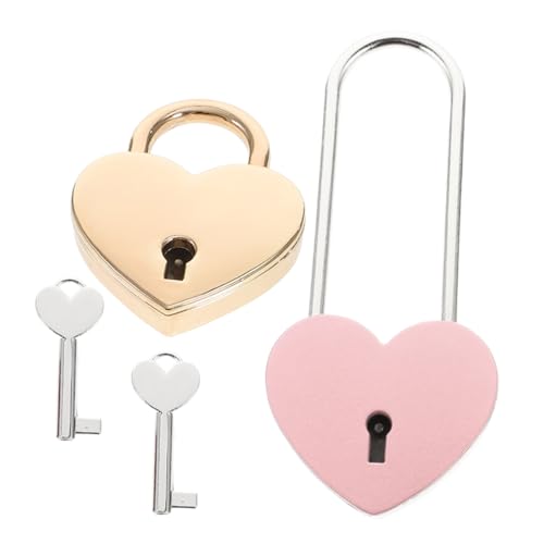 HONITANO 2 Stück Herzförmiges Vorhängeschloss Kleine Handliche mit Schlüssel Langlebig und Leicht für Gepäck Tagebuch Valentinstagsgeschenk Tragbar und Sicher von HONITANO