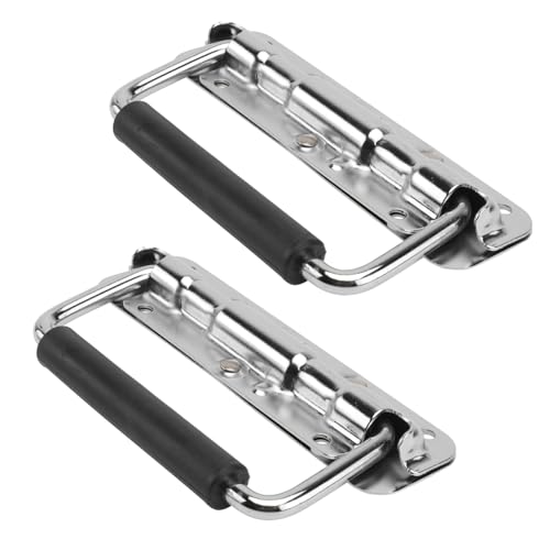 HONITANO 2 Stück Klappgriff für Flight Case Teiliges Verchromte Instrumentenkoffer Tragegriffe mit Federbelastetem Klappbarem Design Robuste Kistengriffe für Werkzeug und Transportboxen von HONITANO