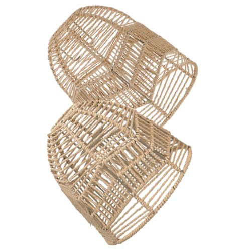 HONITANO 2 Stück Retro Stil Lampenschirm aus Gewebtem Papierseil Chinesischer Stil Kreative Deckenleuchte Abdeckung Passend für Kronleuchter Wand und Deckenlampen Langlebig Formstabil von HONITANO