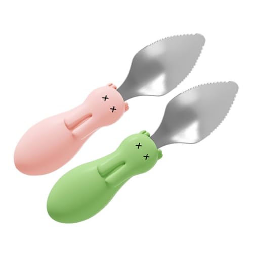 HONITANO 2 Stück Teiliges Löffel aus Edelstahl und Lebensmittelechtem Sichere Fruchtbrei Schaber Schonend zum Lippen Vielseitig Einsetzbar für Obst und Gekochte Speisen Leicht zu Reinigen von HONITANO