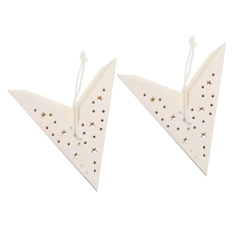 HONITANO 2 Stück Weihnachtlicher Papier Sternlaternen Lampenschirme Faltbare Langlebige Deko für Wohnzimmer Schlafzimmer Eleganter Origami Laternen Schirm Weiß Festliche Beleuchtung von HONITANO
