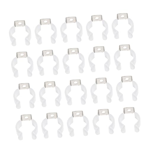 HONITANO 20 Stück Teiliges U Form LED Lichtrohr Halterung aus mit Weißer Kunststoffbeschichtung Stabile Röhrenhalter Clips für Innen und Außenbereiche Kratzfrei und Einfach zu Montieren von HONITANO