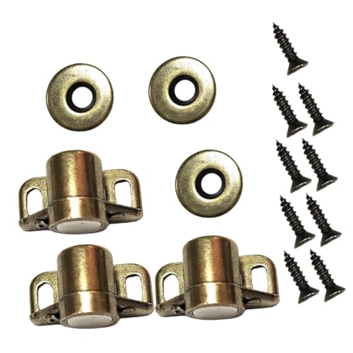 HONITANO 3 Sätze Magnetischer Türstopper aus Zinklegierung Starker Unsichtbarer Türhalter mit Antikem Finish Geräuscharm Kratzschutz für Schrank und Zimmertüren Langlebig und Elegant von HONITANO